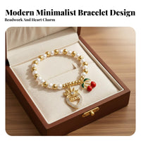 MOM Heart Pendant Bracelet Mother's Day Gift Cherry Pendant Bracelet Zircon