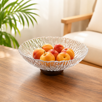 Luxury Clear Glass Fruit Bowl, Footed Serving Bowls for Dinner Parties, Decorative Glass Bowl for Kitchen Counter