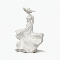 Graceful Figurine with Hat Elegant Tabletop Sculpture Smooth Woman Figurine Aesthetic for Living Room, Office