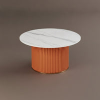 Coffee Table with Pedestal Base Fluted Round Coffee Table Modern Furniture for Living Room, Lounge, Apartment