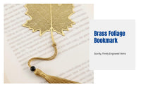 Brass Foliage Metal Bookmark, Ginkgo Sunburst Tree, Etched Vein, Hollow Design, Elegant Literary Accessory