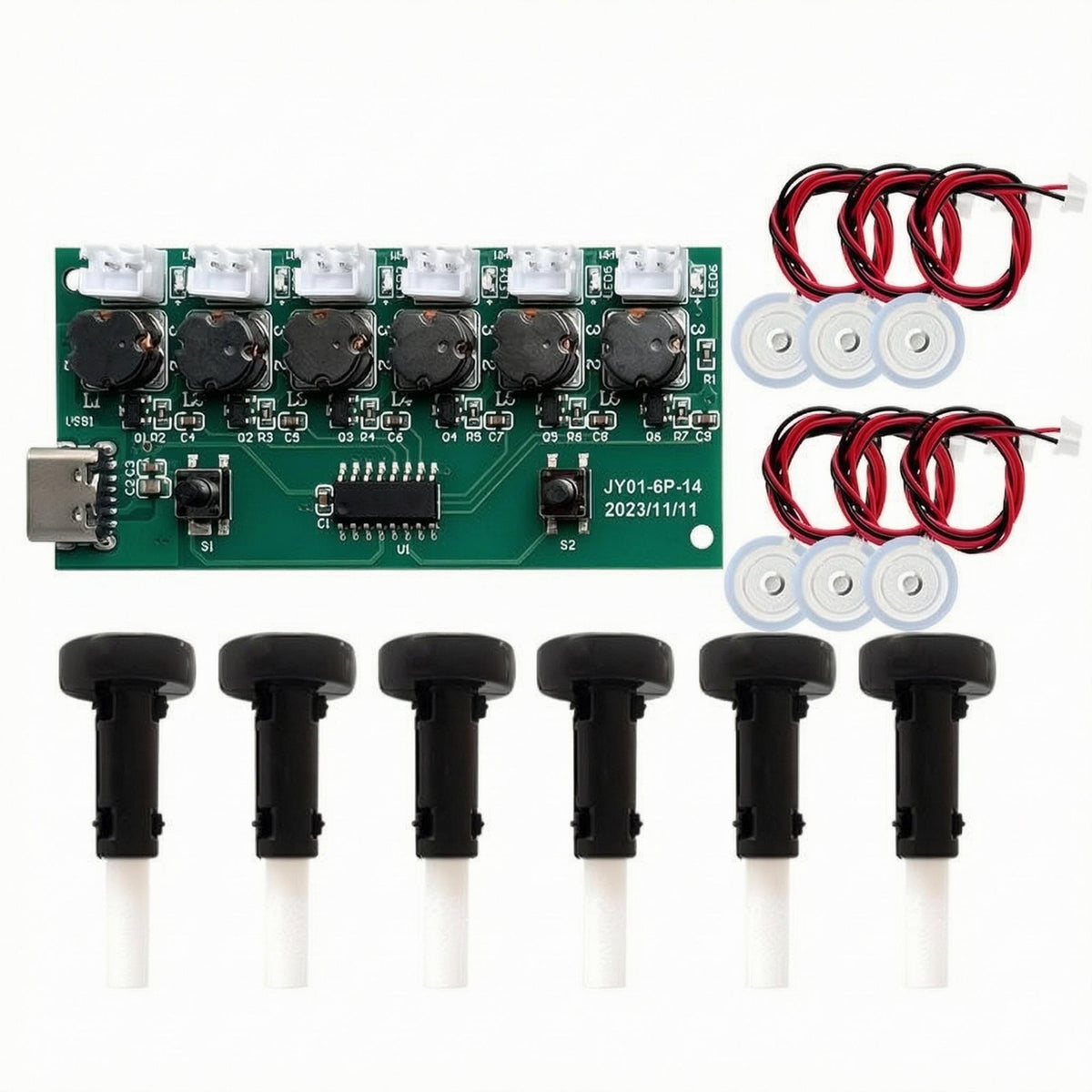 DC 5V Six-Jet Humidifier Module 6 Jacks USB Humidifier Control Board Push Button Atomization Control Board Green PCB