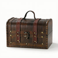 Wooden Chest with Handle Vintage Decorative Storage Box with Handle Small Wooden Storage Box Distressed Rustic