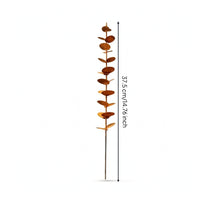 Eucalyptus Leaf Decor Rusted Garden Stake with Leaves Weathered Botanical Sculpture for Gardeners, Interior Stylists, Patio, Planters, Countertops