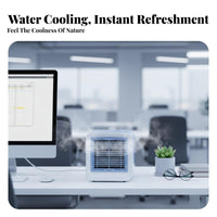 7-Color LED Light Mini Water Cooling Fan Quiet Operation Portable Air Cooler Adjustable Speed for Students, Office Workers, Dorm Room