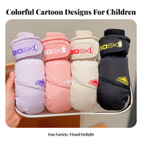 Windproof children's Ski Mittens Adjustable Strap Child s' Thermal Mittens Anti-Lost Clip for Boys, Toddlers, Skiing, Snowboarding