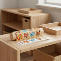 Montessori Rotating Block Toy Early Learning Shape Matching Board Colorful Wooden Matching Blocks Screen-Unrestricted for 1-2 Year Olds