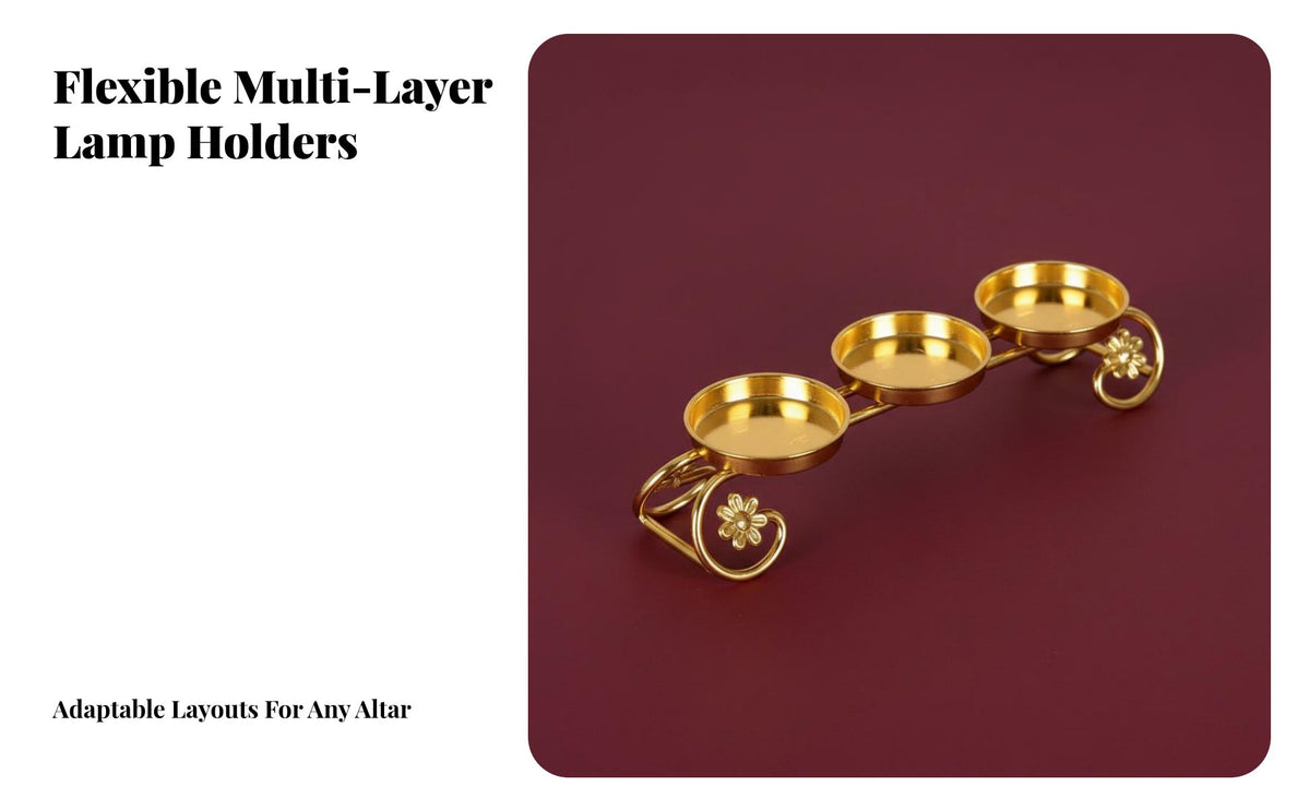 Sturdy Metal Construction Lotus Butter Lamp Holder Antique Design Golden Ghee Lamp Holder Decorative Centerpiece Altar Tealight Stand for Spiritual Individuals, Worshippers, Meditation Practitioners, Altars, Shrines, Temples, Mindfulness Studios