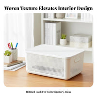 Lidded Wovenand elegance Basket With Lid Storage Box Hollow-openwork Design for Living Room