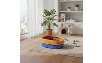 Anti-Splash Semi-Enclosed Cat Litter Box Spacious Semi-Enclosed Litter Box Easy to Clean High-Sided Cat Pan Removable Guard for Kittens