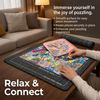 Space Saving Storage Puzzle Mat with Thick Felt Material for Adults, Portable Roll Design for Game Room and Home, Drawstring Closure
