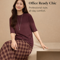 Womens Jumpers Plus Size Round Neck Sweater in Viscose Fiber Blend, Medium Thickness Knit for Office and Casual Wear