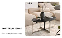 Minimalist aesthetic doublelevel Oval Accent Piece mid-centuryera Modern Aesthetic Coffee Table Space-Saving Living Room Furniture Sturdy Construction for Apartment Dwellers, Interior Design admirers, Office Managers, Lounge Area