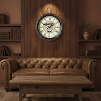 Pocket Watch Clock Crackle Texture Vintage Wall Clock Decorative Timepiece for Living Room