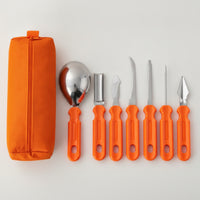 7 Pieces Pumpkin Carving Kit Easy Grip Pumpkin Carving Tools Kit Serrated Tool Set for DIY Enthusiasts, Families, Halloween, Home Decorating