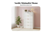 Large Capacity 5-Drawer upright Chest effortless Sliding Drawers Storage Furniture Colorful Design Bedside Table Slim silhouette for Apartment Dwellers, Young Adults, Bedroom, Living Room, Small Spaces, Home Office
