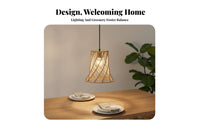 Woven Lamp Shade Hollow Out Design Handmade Rattan Lamp Cover Warm Ambiance Woven Paper Rope Lampshade for Dining Room, Bedroom, Restaurant