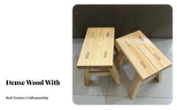 durable Wood Construction Four-Legged Wooden Stool Mortise and Tenon Joinery Household Furniture Reinforced Design Footrest Widened Seat for Children, residents, Entryway, Living Room, Bedroom, Bathroom