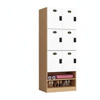 Wooden Storage Locker Multi-tier Multiple-door Locker Large Capacity Particle Board Cabinet with Customizable Lock Options Suitable for Exercise Studio Spa Office Workplace