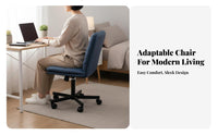 Ergonomic spine-supportrest space-saving Upholstered rotate Chair Height Adjustable Scalloped spine-support Rolling Chair Padded pad Office Seating Easy Assembly for Students, Women, Study Room, Bedroom