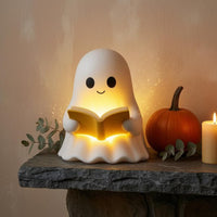 Reading Spirit Lamp Smiling Face Spirit Night Light Resin Material Reading Light Figurine for Bedroom