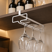Wine Glass Holder Under Cabinet Storage No Drilling Required Metal Glass Hanger