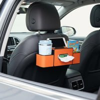 Vehicle Seat Back Organizer with Beverage Holder Holder Hanging Hooks Back Organizer Easy Installation Backseat Storage Box with Beverage Holder