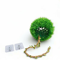 Realistic Design Artificial Grass Ball Hideout Provides Shelter Hanging Amphibian Hide Spherical Bird Nest for Reptiles, Terrarium, Vivarium