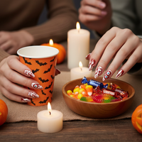 Halloween Stiletto Press-On Nails with Spooky Designs