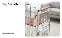 Easy to Move 2-Tier Rolling Side Table Retro Design 2-Tier Rolling Organizer Multifunctional Storage Trolley Large Capacity for Apartment Dwellers, Homeowners, Living Room, Bedroom, Dining Area, Home Office