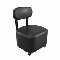 Easy to Move Upholstered Caster Seat with Backrest Quiet Wheels Sleek Design Padded Stool with Backrest 360° Swivel Mobile Seating Ergonomic Design for Children, Homeowners, Living Room, Bedroom, Playroom, Library