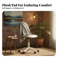 Height Adjustable Armless Caster Chair Space-Saving Armless Rolling Desk Chair Ergonomic Design Swivel Seat Low-Noise Casters for Students, Home Office Workers, Teenagers, Dorm Room, Vanity Area, Bedroom