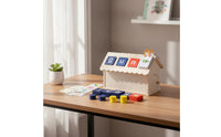 Wooden House Toy with Tiles Fine Motor Shape Sorter House Color Matching