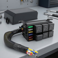 Relay Box with Pre-Wired Harness Heavy Duty Automotive Relay Fuse Box Hassle-Effortless Neat for DIY Mechanics, Engine Bay