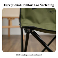 Easy to Carry Artist Drawing Chair Ergonomic Design Lightweight Folding Chair with Backrest Sturdy Construction Compact Travel Seat Versatile Usage for Art Students, Outdoor Enthusiasts, Traveling, Field Trips, Backyard, Fishing