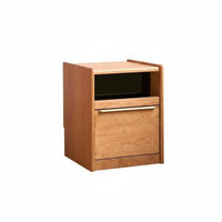Japanese design Nightstand with Drawer and Shelf Minimalist Design Single-Drawer Nightstand space-saving Size Bedside Table Rounded Corners for Apartment Dwellers, Homeowners, Students, Small Spaces, Guest Room, Office