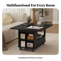 elevateTop transformable Table 2-in-1 Design transformable Coffee Table With casters Extendable Surface for Homeowners, Students