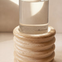 Glass Vase with Stone Base Tabletop Flower Holder Minimalist for Home Decor