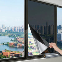 Blackout Window Film for Home Office Privacy, Self-Adhesive Window Tint and Frosting, Opaque PET Material, Modern Minimalist Style for Bathroom