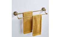 Double Towel Bar Antique Bronze Towel Rack with Decorative Base Strong for Washroom