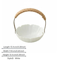 Ceramic Handled Fruit Basket Multi-Use Vintage Fruit Basket Food Porcelain Serving Dish for Party