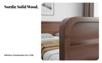 Nordic Design Solid Wood Bed Frame with Drawers No Box Mattress Foundation Needed Solid Wood Storage Bed Sturdy and Stable Bedroom Furniture Quiet Design for Couples, Adults, Homeowners, Apartment, Guesthouse, Guest Room, Home