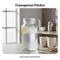 Octagonal Jug Food-Grade PC Striped Cold Water Pitcher Shatter-Resistant Pitcher with Lid for Hotels, Restaurants, Hotel, Home, Party