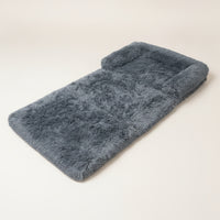 Three-Fold Pet Mat Padded Soft-Pile Dog Mat with Raised Edge Soft Foldable Pet Bed for Pets, Dogs, Indoor, Floor, Sofa
