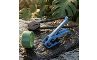 Strapping Kit Handheld Manual Strapping Tool with Buckles Heavy Duty Banding Tool with Strap Roll for Packagers, Warehouse, Carton Bundling
