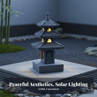Buddha Pagoda Statue Light Solar Pagoda Lamp Resin Stupa Light for Yard Patio Pathway