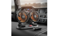 twoHead Car Fan Sturdy Dual Head Car Fan Wired Slim for Road Trippers, Trucks