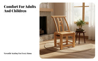Solid Wood Backrest Chair Rustic Design Wooden Dining Chair Childrens Shoe Changing Stool for Adults, Children, Entryway, Living Room, Playroom