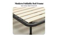 Slatted Bed Frame Foldable Design Mattress Base Sturdy Construction Bedroom Furniture for Residents, Renters, Guest Room, Apartment, Home