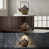 Bronze Teapot with Lid Decorative Ornamental Teapot Embossed Vessel for Collectors, Living Room Display